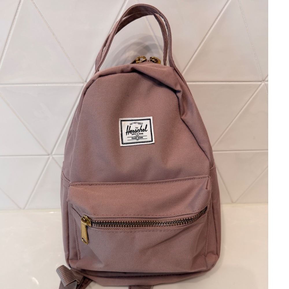 Herschel Supply Co Nova Mini Backpack Mauve Pink Canvas Gold Zipper Small Bag